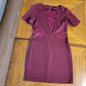 Lucca Couture Wine Mesh Cut-out Sheath Dress